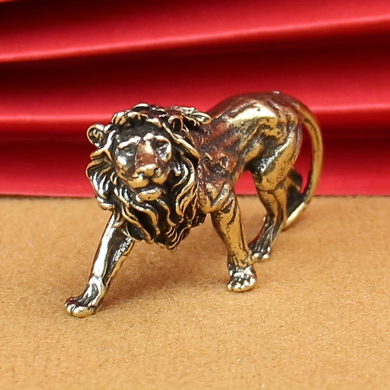Brass Handmade Vintage Lion Leopard Keychain Pendant Cool Lion Ornament Men's And Women's Box Bag Pendant Accessories