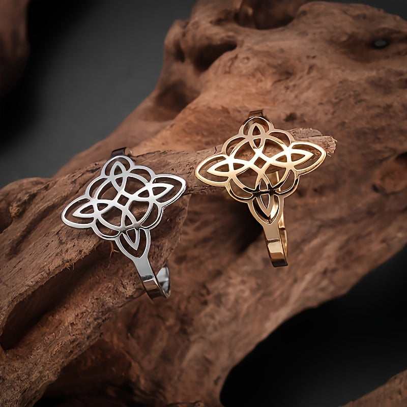 Stainless Steel Witch Knot Adjustable Ring Fashion Women Good Luck Casual Party Jewelry Gift, for Halloween