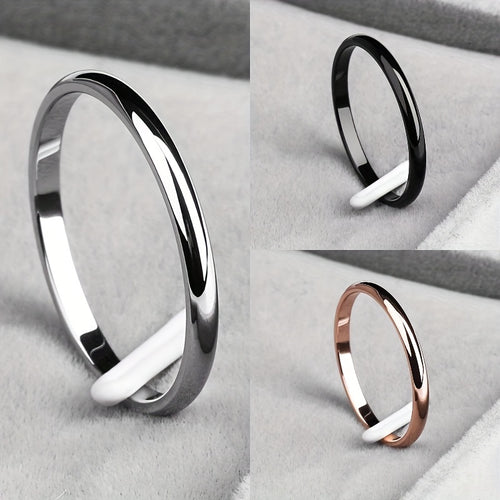 1pc 2MM Smooth Spherical Sterling silver Ring 18K Gold Plated