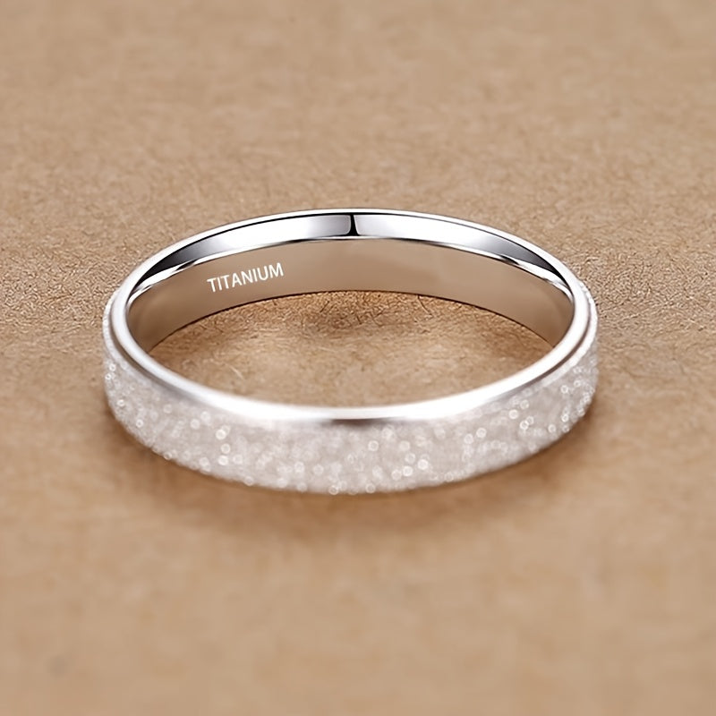 1pc 4Mm Frosted Titanium Steel Ring Classic Gift Jewelry Men'S And Women'S Couple Ring Luxury Engagement Boutique Gift